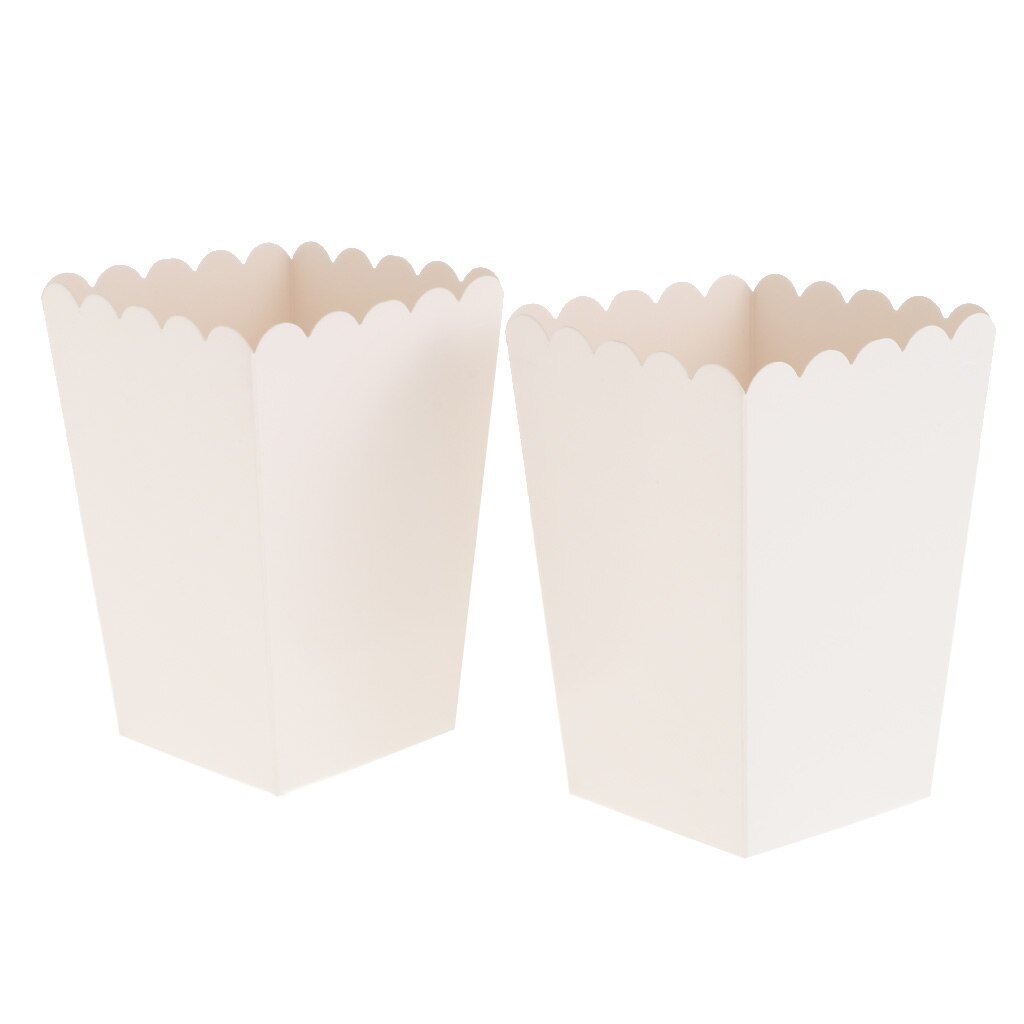 12 Pack White Popcorn Boxes Snack Buckets Birthday Party Bags