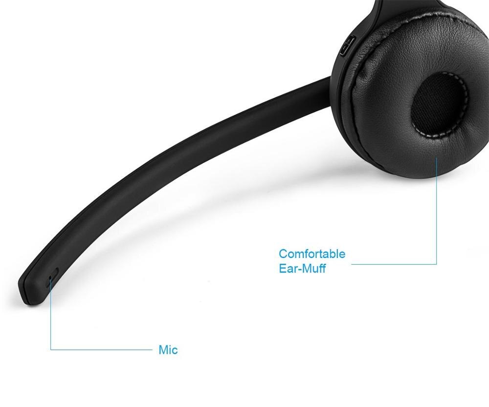 G-cord bluetooth 4.1 telefonsamtal headset med mikrofon, infällbara kontors trådlösa hörlurar med tyst strömbrytare för skype, voip, lastbil