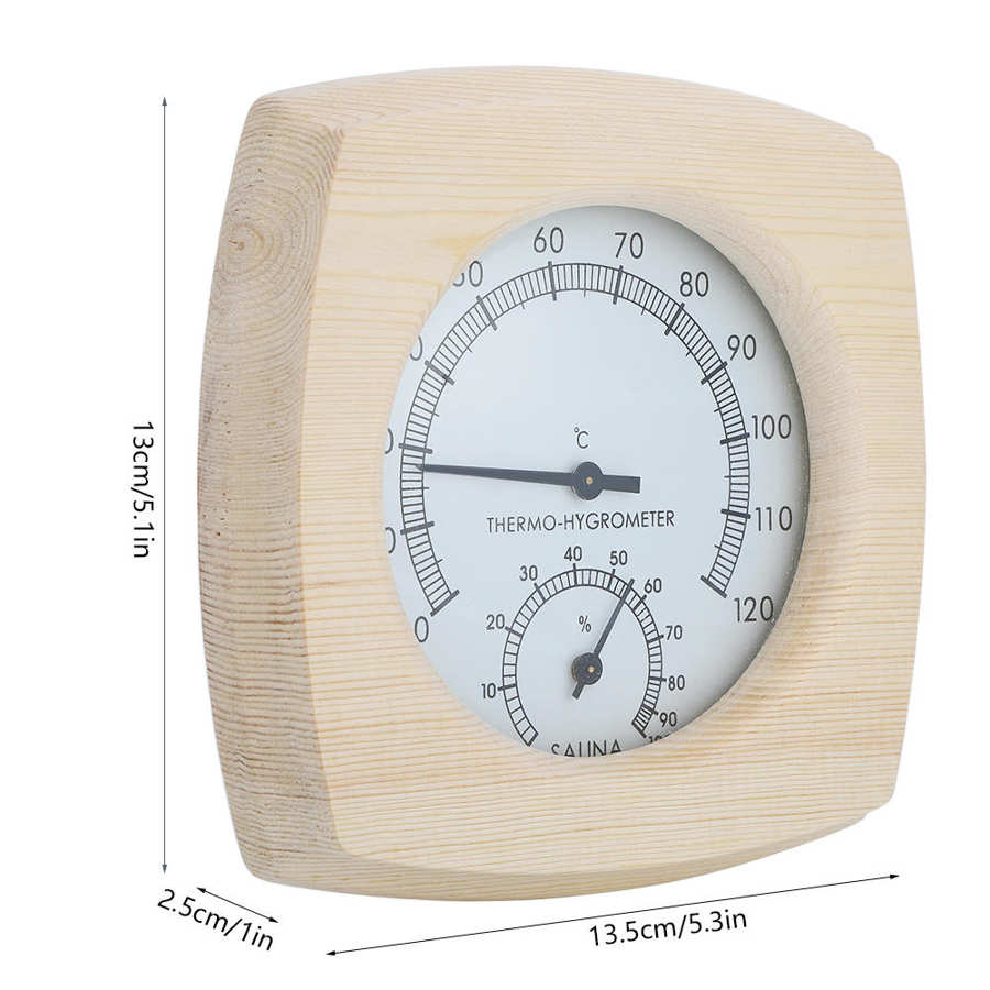 1Pc Hout Sauna Thermometer Thermo‑hygrometer Hygrometer Voor Badkamer Sauna Kamertemperatuur Meting Sauna Accessoires