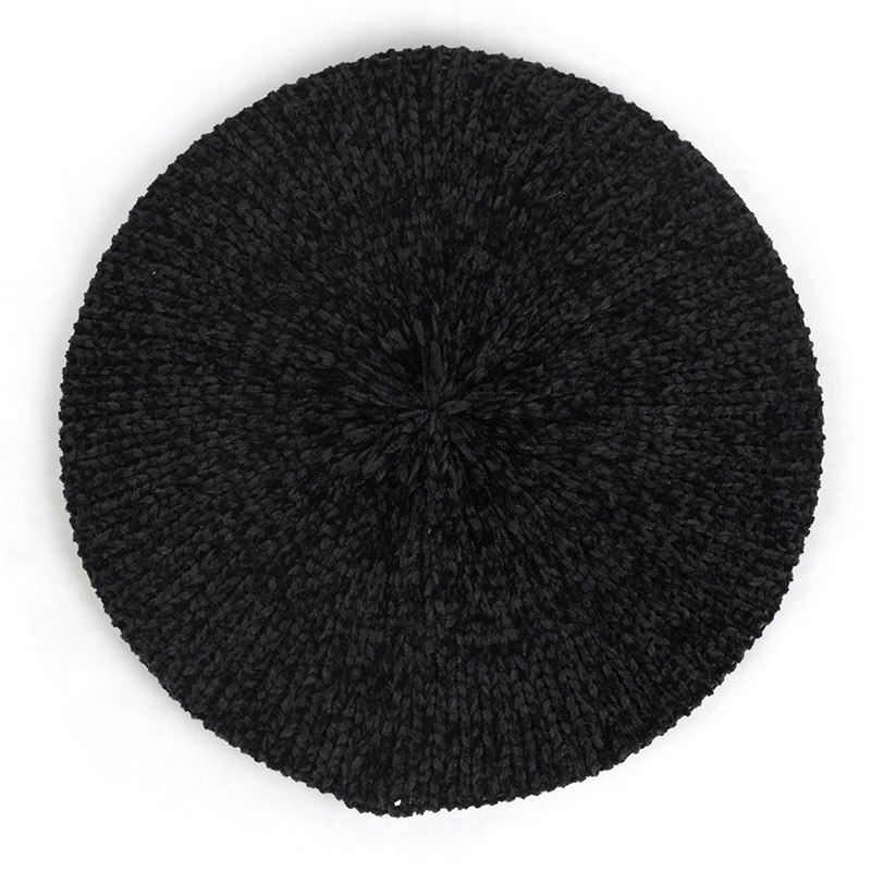 Knitted Wool Hats For Women Lady Winter Berets Spring Casual Warm Hat Female Solid Color Beret Hats Caps: Black