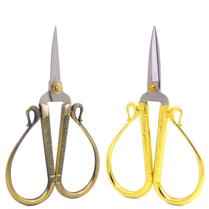 Goldene Antike Edelstahl Schere für NäHenne Scharf Hand Schere NäHenne Werkzeuge Kleine Stickerei Schere