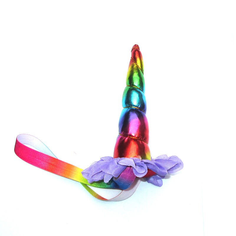 Magical Floral Rainbow Unicorn Horn Head Hats Party Hair Headband Fancy Dress Cosplay Decorative Fairy Party Hats: Purple