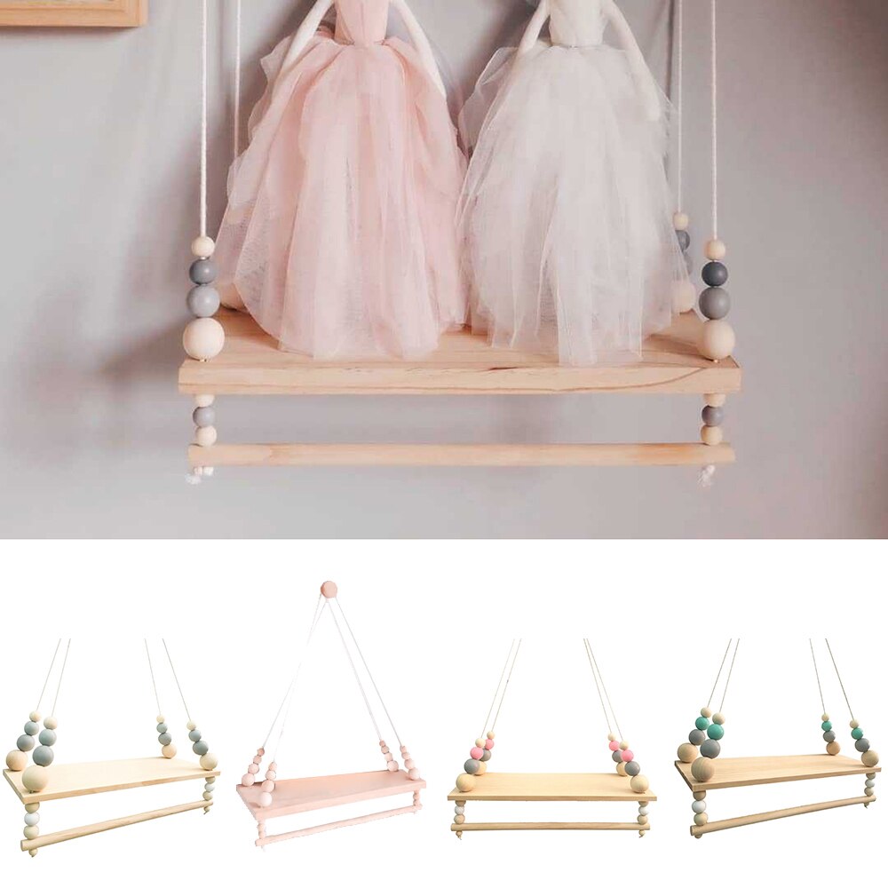 Wooden Beads Board Wall Hanging Storage Shelf Kids Bedroom Decor Photo pine board