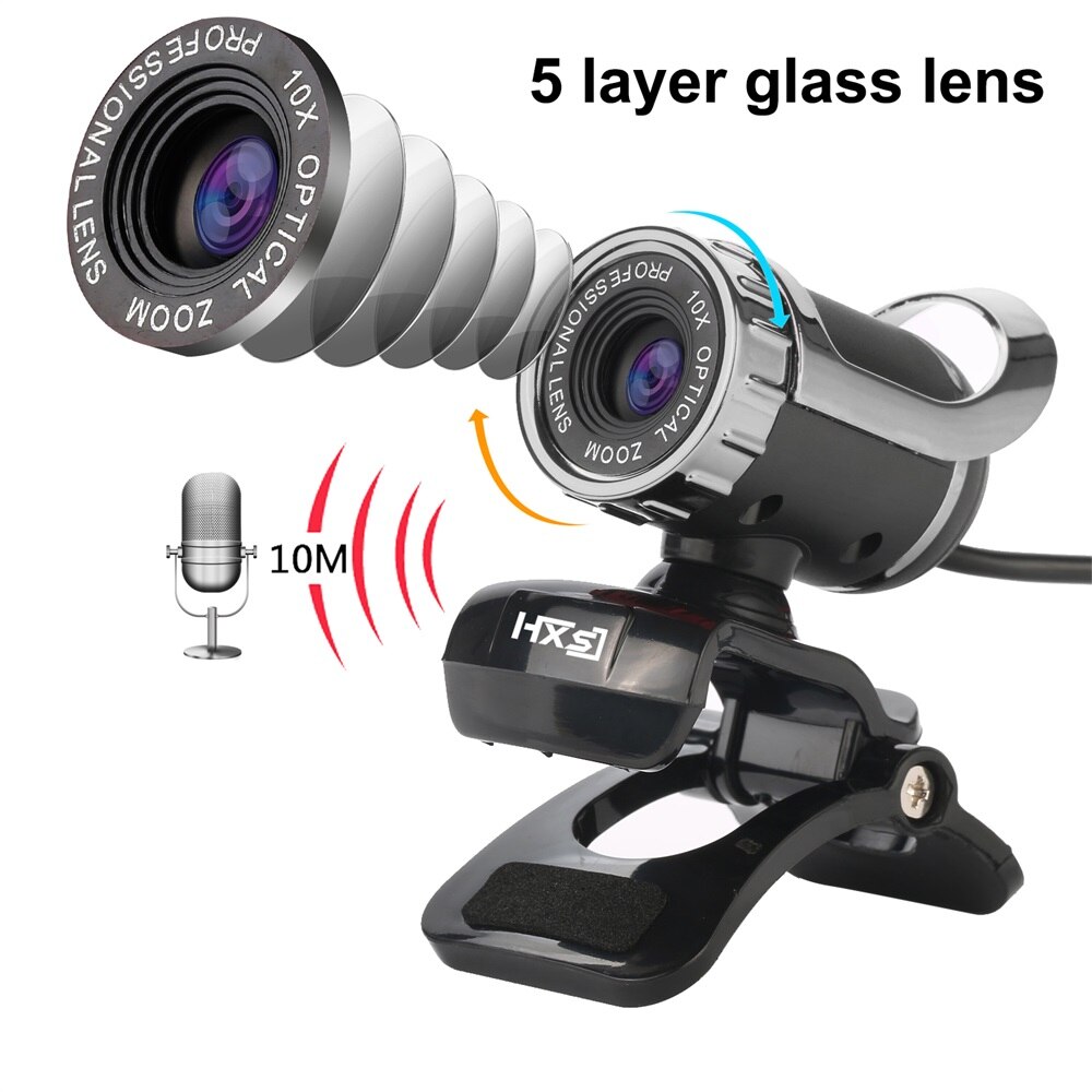 HXSJ LG-68 Desktop Webcam USB Camera Web Camera with Sound-absorbing Microphone Video Call Webcam for PC Laptop Desktop Computer