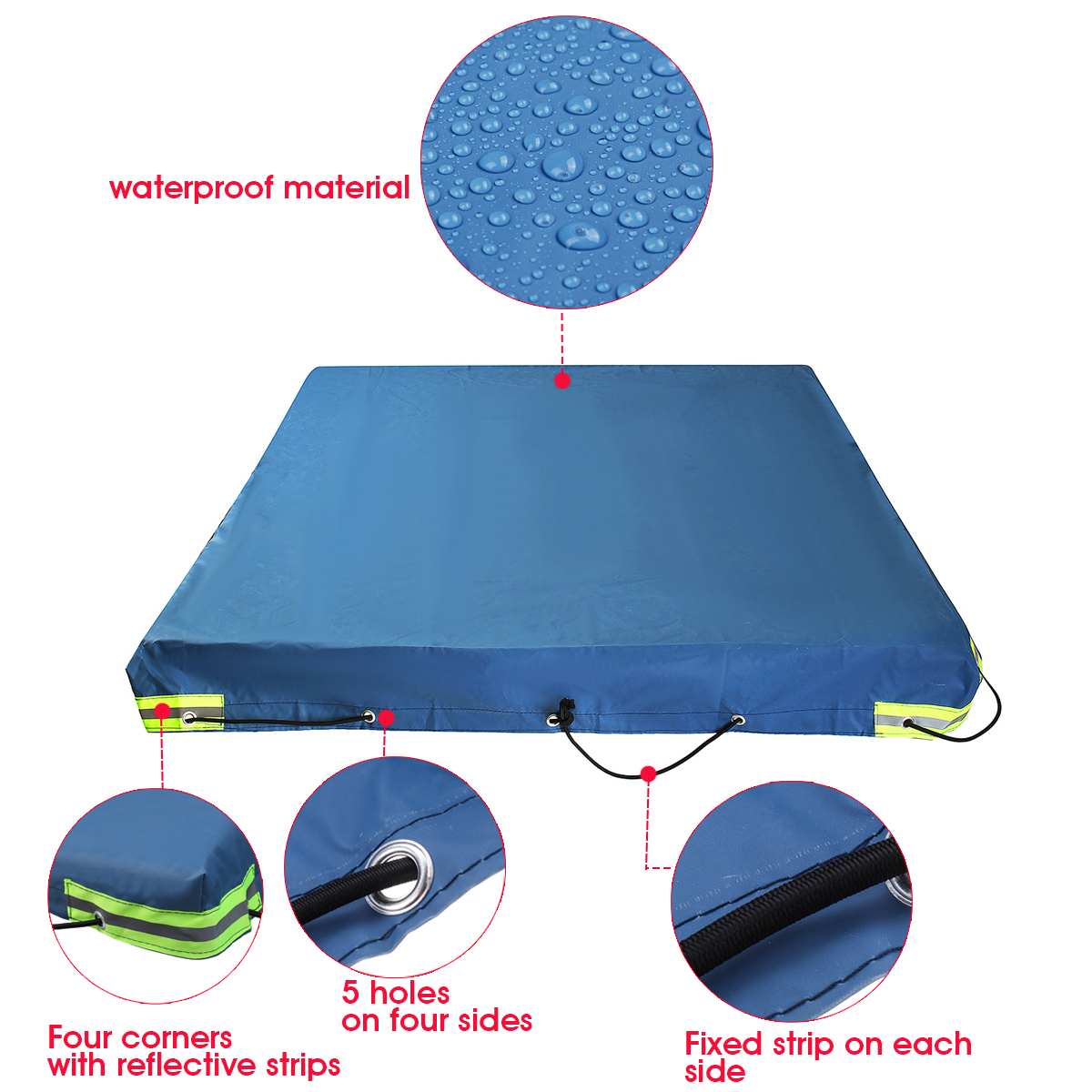 Bâche de voiture de remorque pliable imperméable à l'eau Anti UV protection solaire couverture de neige avec ceinture en caoutchouc pour 500/700 kg remorque voyage Camping auvent