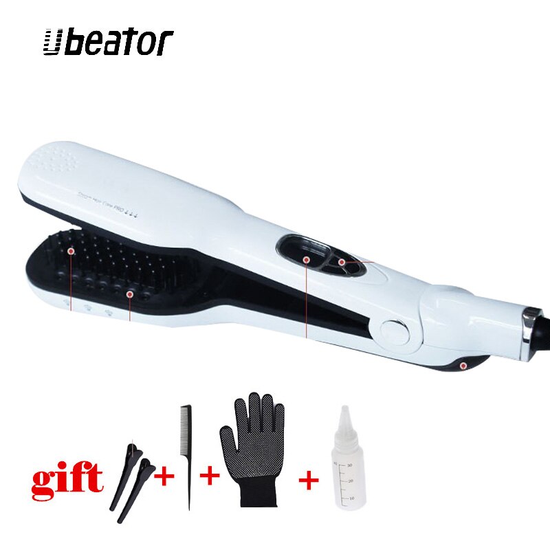 Steampod – peigne électrique à revêtement céramique LCD, fer plat , brosse à lisser les cheveux: White / UK