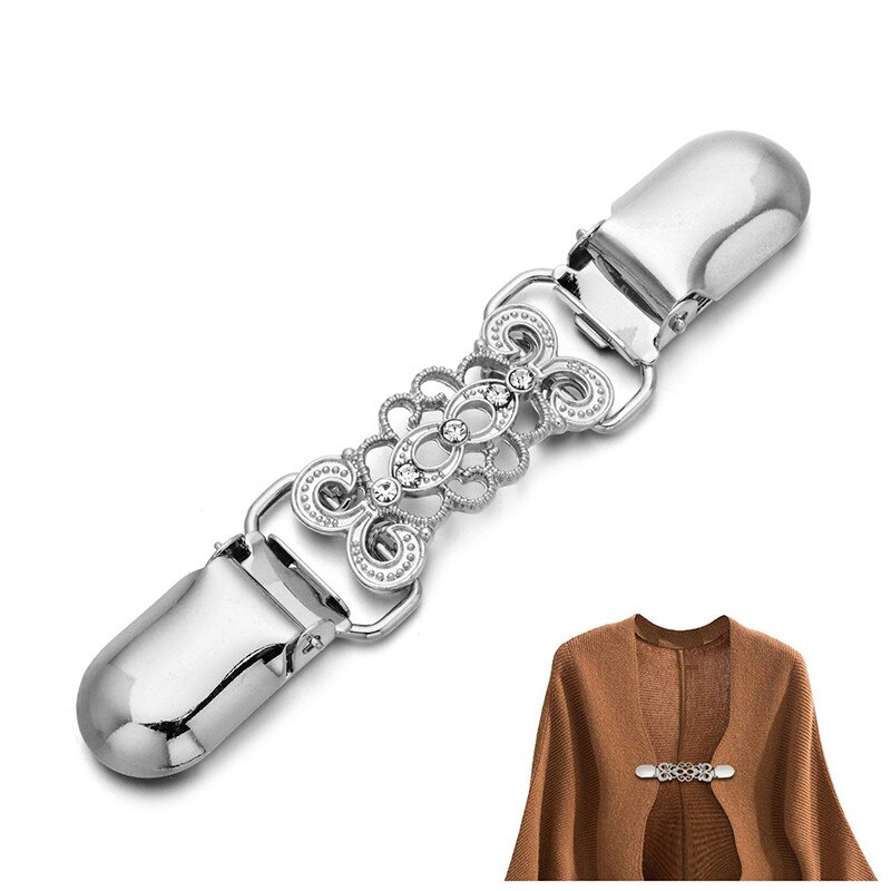 1pc kofta krage clips hållare dam klänningar sjal dekor glänsande kristall cape kappa spännen fästen spänne brosch klämma: 10 8 x 1.5cm