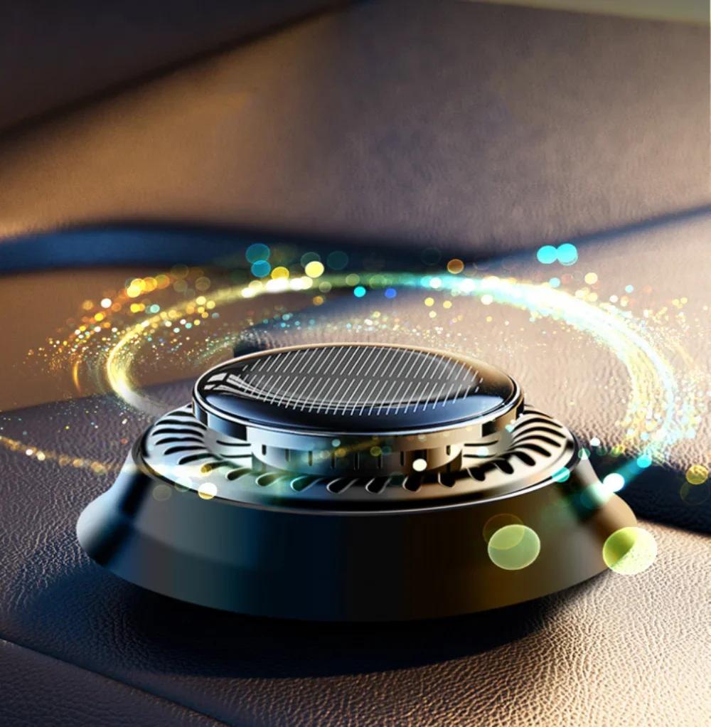 Auto-aromatherapie op zonne-energie Automatische rotatie op zonne-energie Auto-luchtverfrisser Geur Auto-ornamenten Autoverspreider voor etherische olie