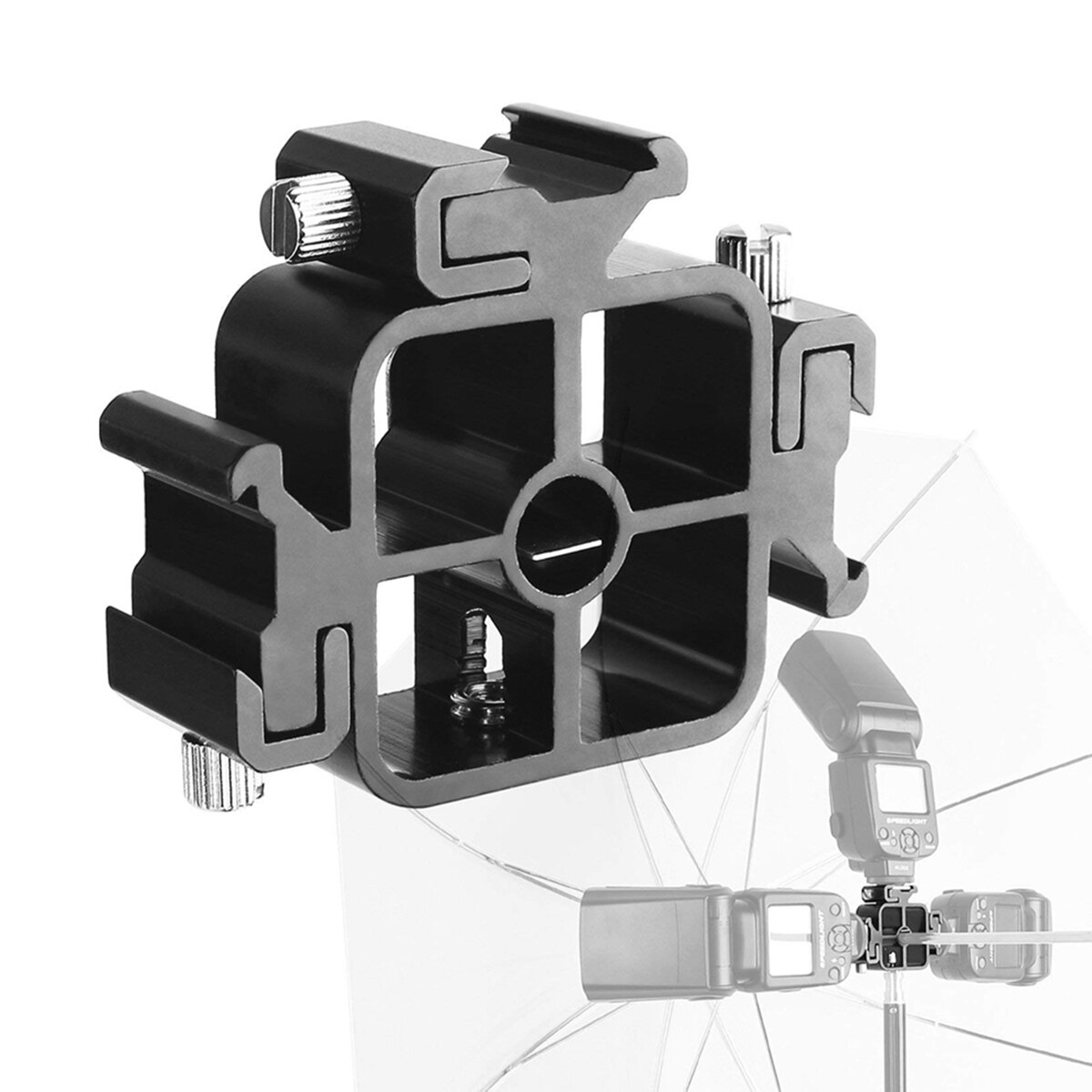 3 in 1 Schuh Halterung verdreifachen Kopf montieren Adapter Mit Regenschirm See Licht Basis Alle-Metall Kamera 1/4 zoll Schraube montieren Adapter