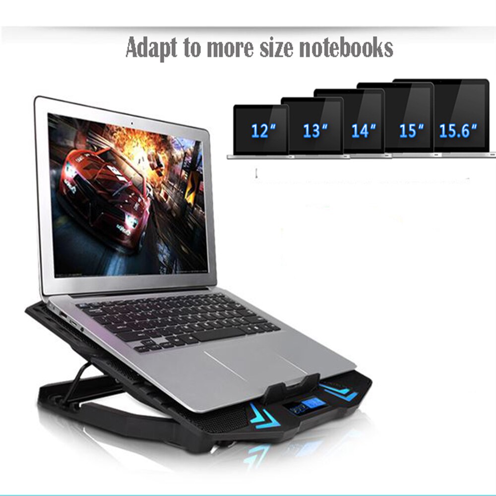 Gaming laptop kylare notebook kylplatta 5 tysta led-fläktar kraftfullt luftflöde portabelt justerbart bärbara stativ usb-gränssnitt