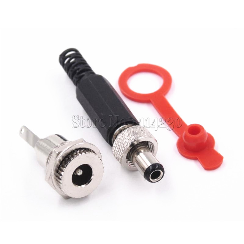 Dc Connector 5.5*2.1 5.5*2.5 5.5X2.1Mm 5.5X2.5Mm Dc Power Connector Male vrouwelijke Totaal 2 Stuks Met Waterdichte Cap Stopcontact Plug
