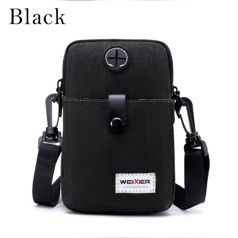 Riñonera de para hombre, bolso cruzado con bolsillo para teléfono, bolso de hombro para hombre joven, pequeño con solapa multifunción: Black