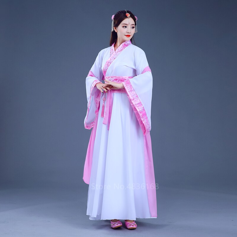 Year Hanfu Women Traditional Chinese Folk Dance Fairy Dress Court Vintage Princess Festival outfit Ancient Costumes: Pink / L Height(160-165CM)