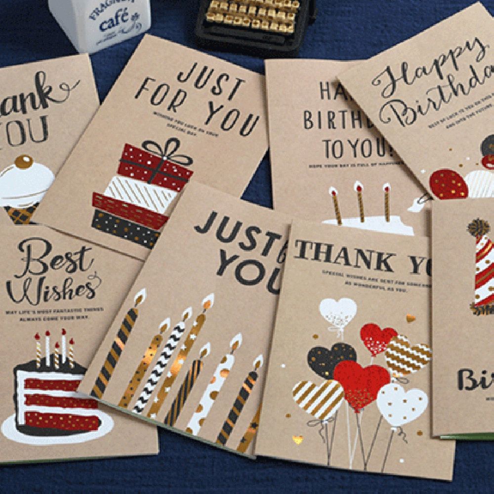 Retro Simple Kraft Paper Wishing Card Happy Birthday Greeting Card Wedding Birthday Wishing Card Thank You Card