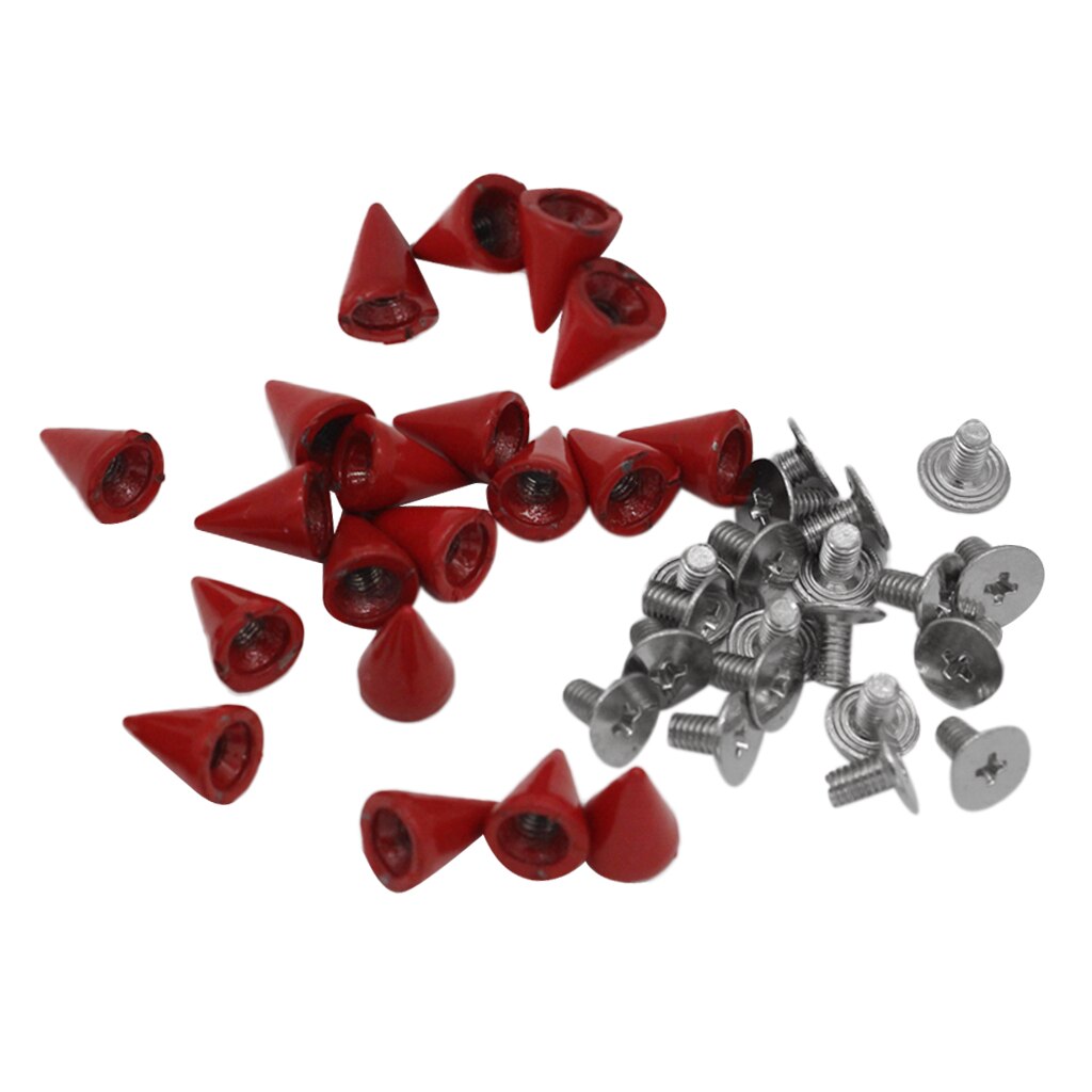 20 Sets 7x10mm Red Cone Screw Metal Studs Leathercrafts Rivet Spikes