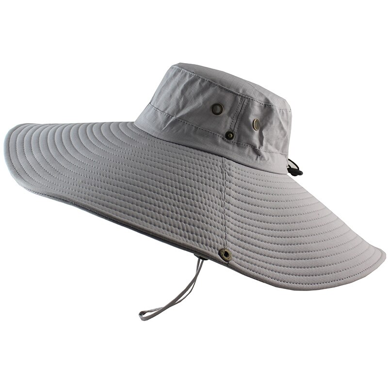 CAMOLAND UV Protection Sun Hat For Men Women 16cm Super Long Wide Brim Bucket Hat Outdoor Breathable Fishing Hiking Boonie Caps: Light Grey