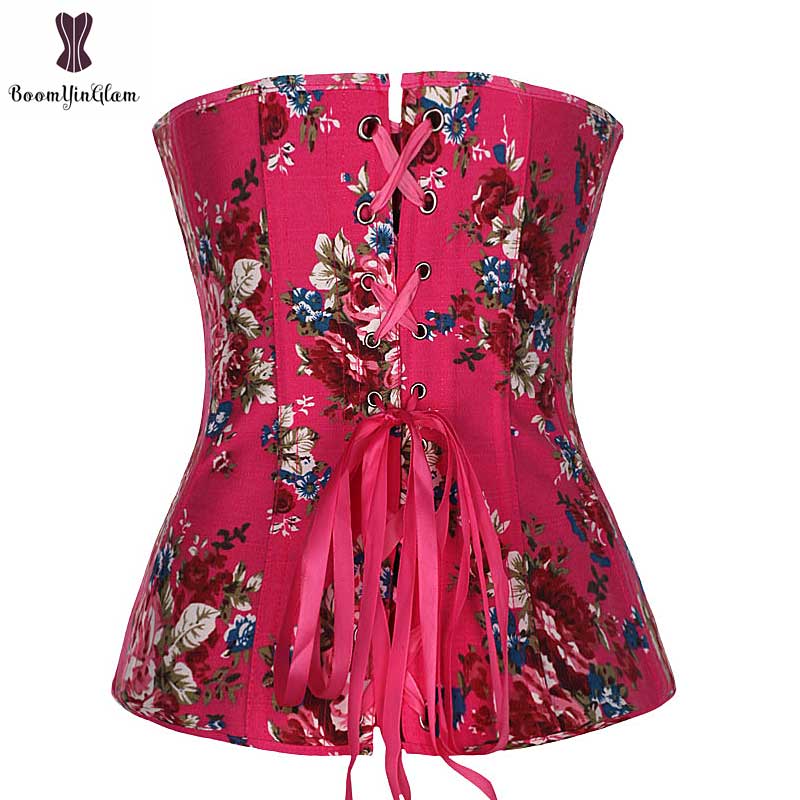 Lolita-prendas de vestir de primavera y verano, corsé Overbust con estampado de flores y cierre de hebilla frontal, corpiño verde y rosa, Corset de buena