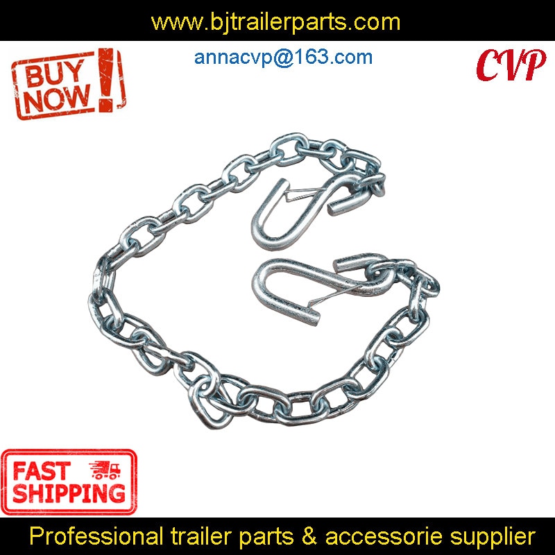 CVP Trailer Safety Wire Chains With S Spring Hooks, 1m Long Tie Down RV Parts Camper Caravan Accessories