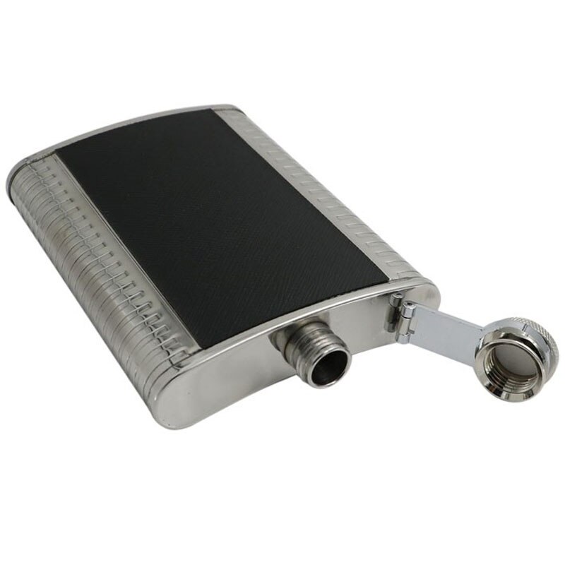 4 oz 6 oz 7 oz fiaschetta in acciaio inossidabile, in similpelle nera, portatile, per Whisky, con imbuto, bottiglia per alcol inclusa