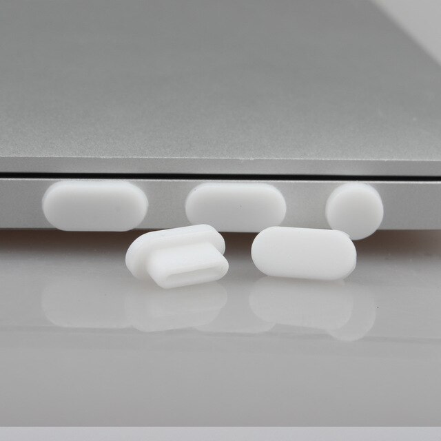 Anti wtyczki przeciwpyłowe pokrywa dla MacBook Air 13 "2018/MacBook Pro 2018 2017 2016 A1708 A1706 A1989 A1990 A1534 Port wtyczki pokrywa zestaw: White