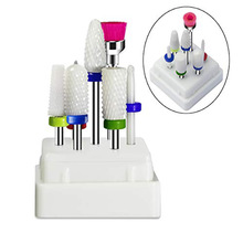 Juego de brocas de cerámica para uñas, accesorios para manicura, taladro eléctrico con caja de acrílico, limas y limas para uñas artísticas, 7 Uds.