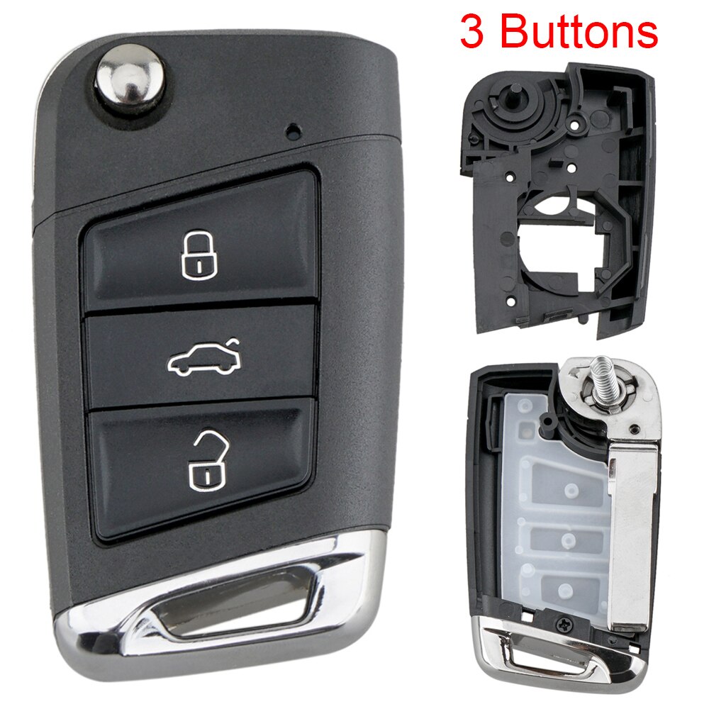Coque intelligente de porte-clé pliable de style de voiture de 3 boutons pour le siège de VW Volkswagen Golf 7 MK7 Skoda Octavia A7