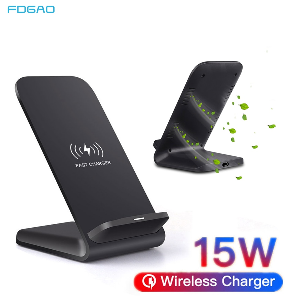 FDGAO – support de chargeur sans fil Qi 15W, pour iPhone 12 Pro 11 XS XR X 8 Samsung S21 S20, Station de charge rapide de Type C