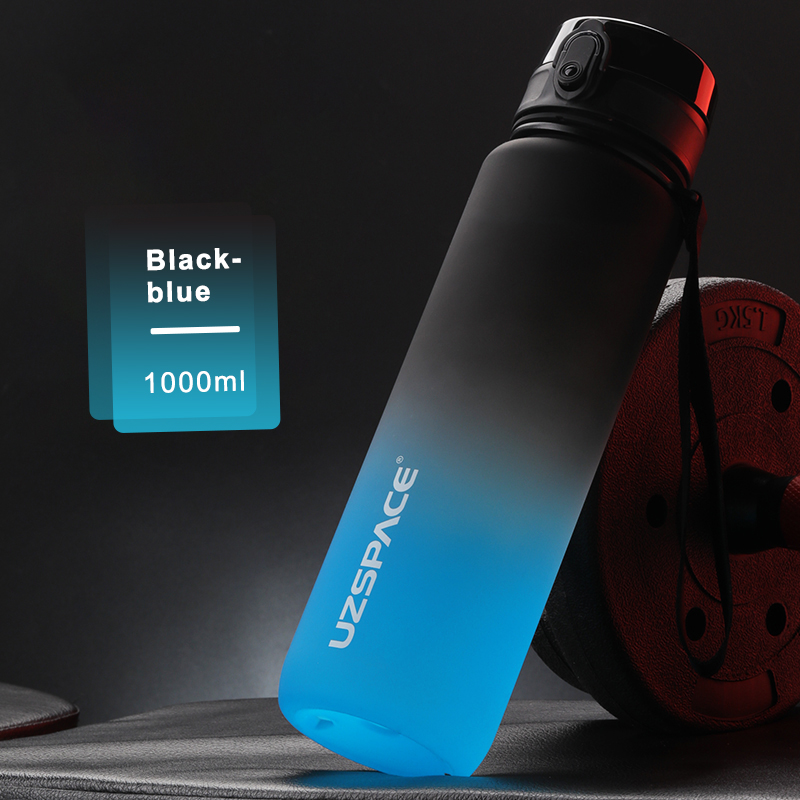 UZSPACE Water Bottle BPA Free Plastic Water Bottle with Carabiner Leakproof Sports Bottle for Gym Fitness 32Oz/1000ml: DARK GRAY