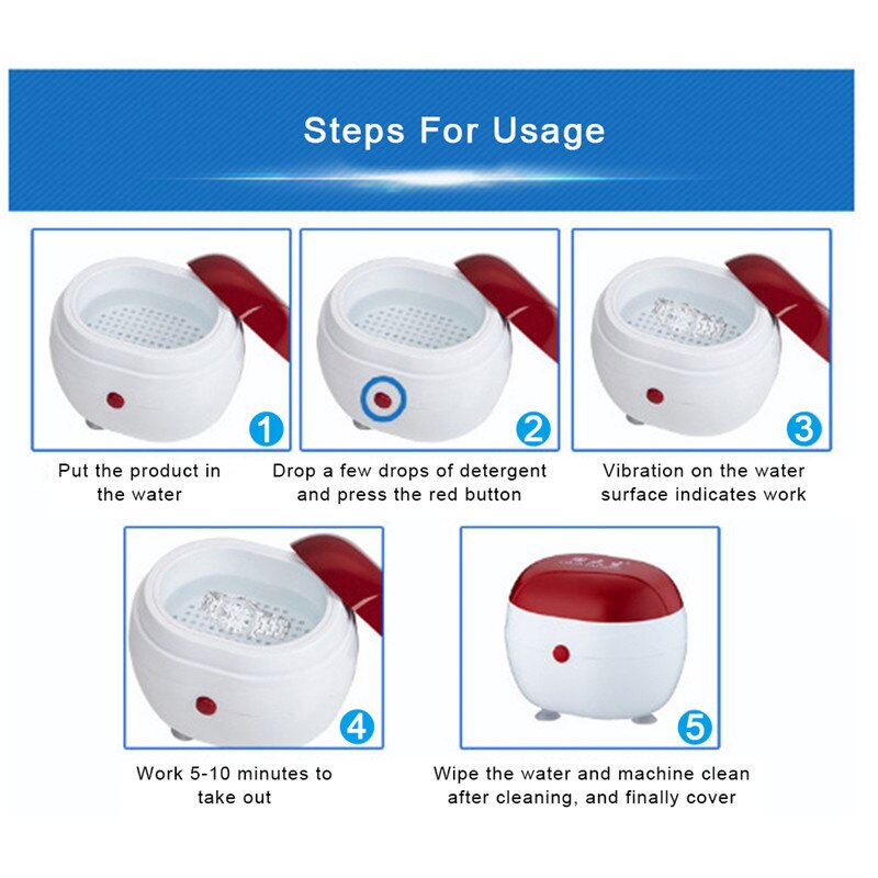 Mini Jewelry Cleaner Gold and Silver Watch Denture Ultrasonic Electric Cleaner home Jewelry Furniture Essential Cleaning Box