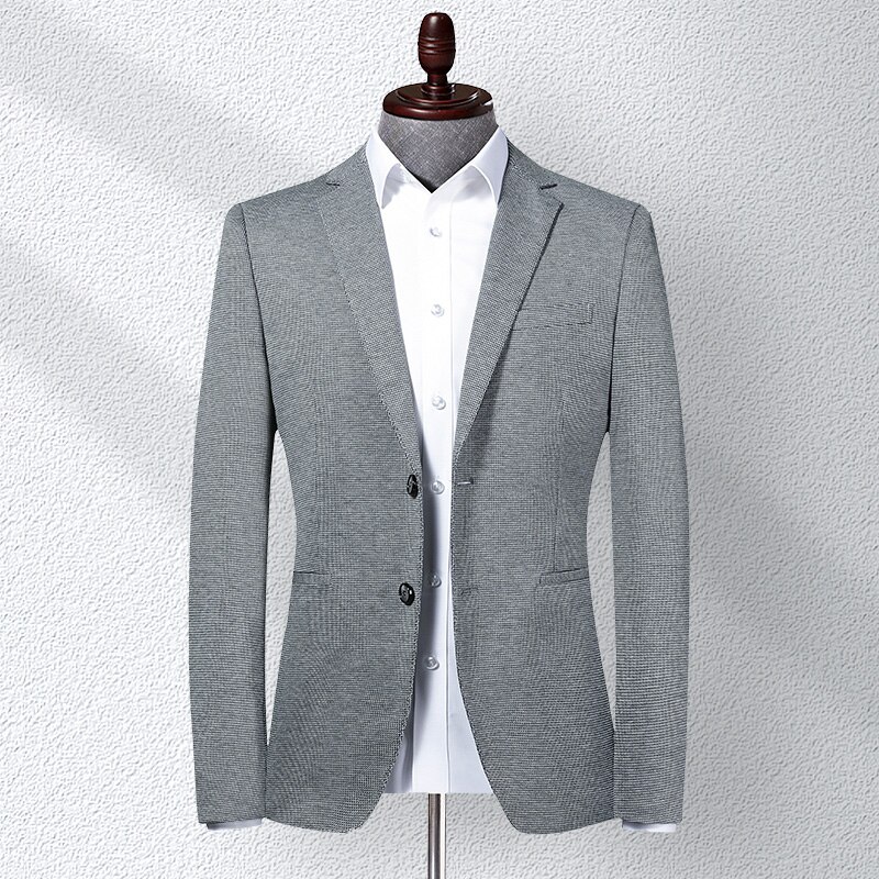 Spring Korean Blazer Jacket Men Knit Stretch Slim Fit Suit Coat Business Casual Single-breasted Blazer Masculino 4xl: LYL01-2 / XXL