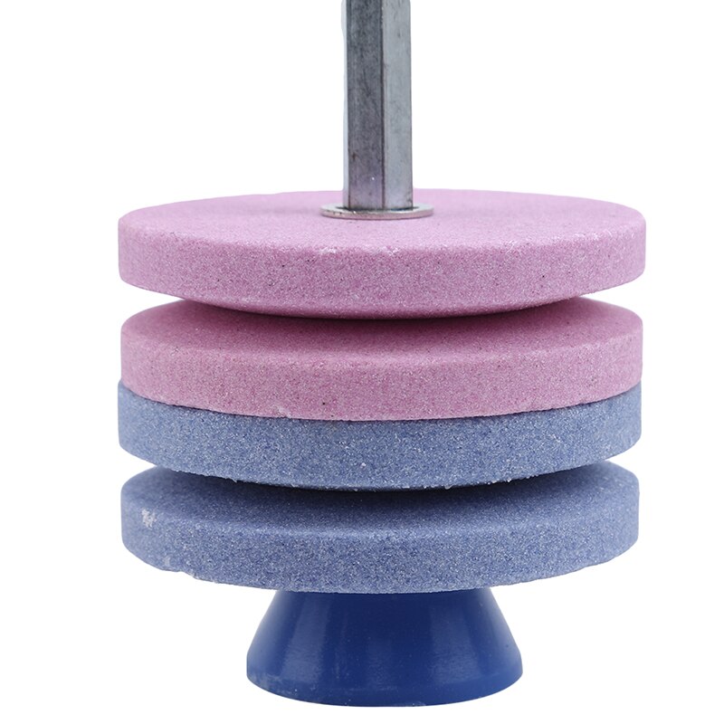 Garden Tools Fastest Sharpener Blade Universal Grinding Rotary Drill Cutter Lawnmower Sharpener: 4 layers pink blue