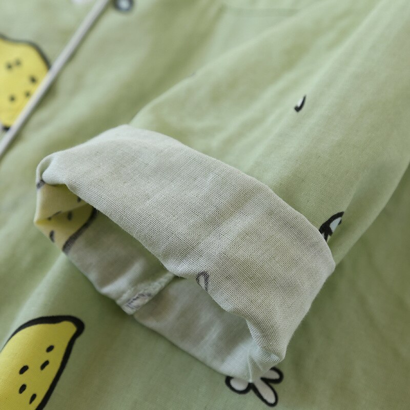 Pijamas de gasa de algodón para mujer, ropa de manga larga para el hogar, fresca y bonita, fina, de talla grande, conjunto de dos piezas, primavera y otoño, novedad