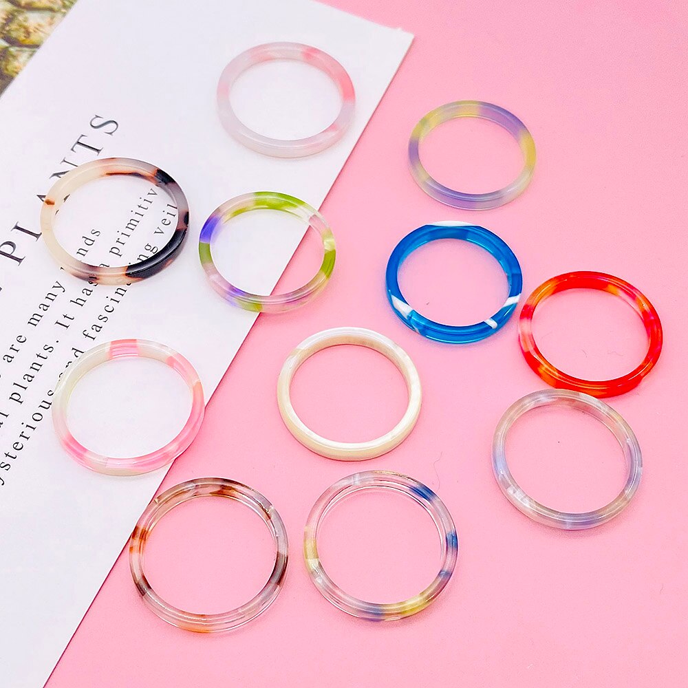 2021 nuovi anelli acrilici colorati in resina trasparente anello modello in marmo irregolare per gioielli da donna per ragazze 16.5MM