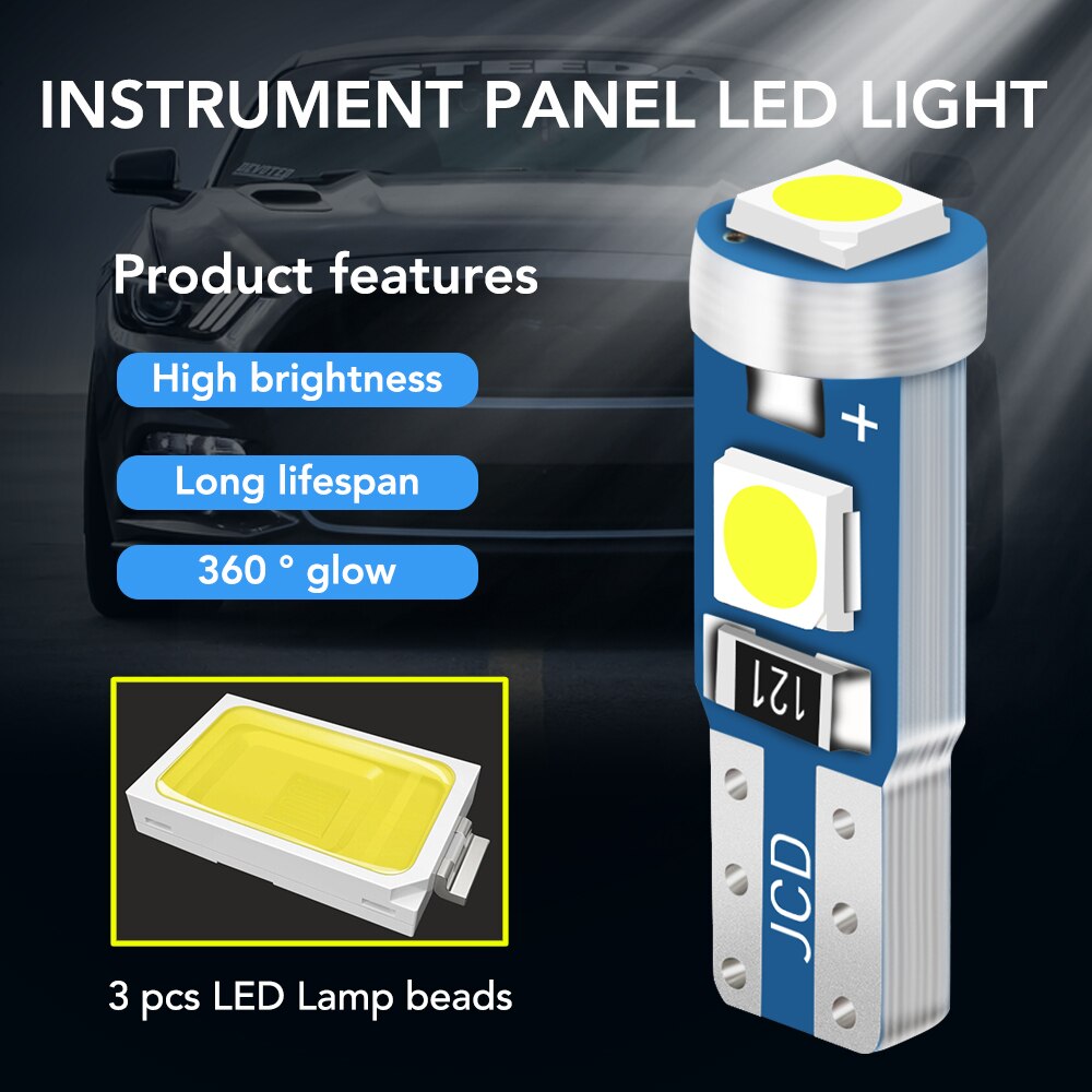 10 stk  t5 w3w w1.2w led pære bilinstrument lys til lada niva kalina priora granta largus vaz samara 2110 gaz gazelle
