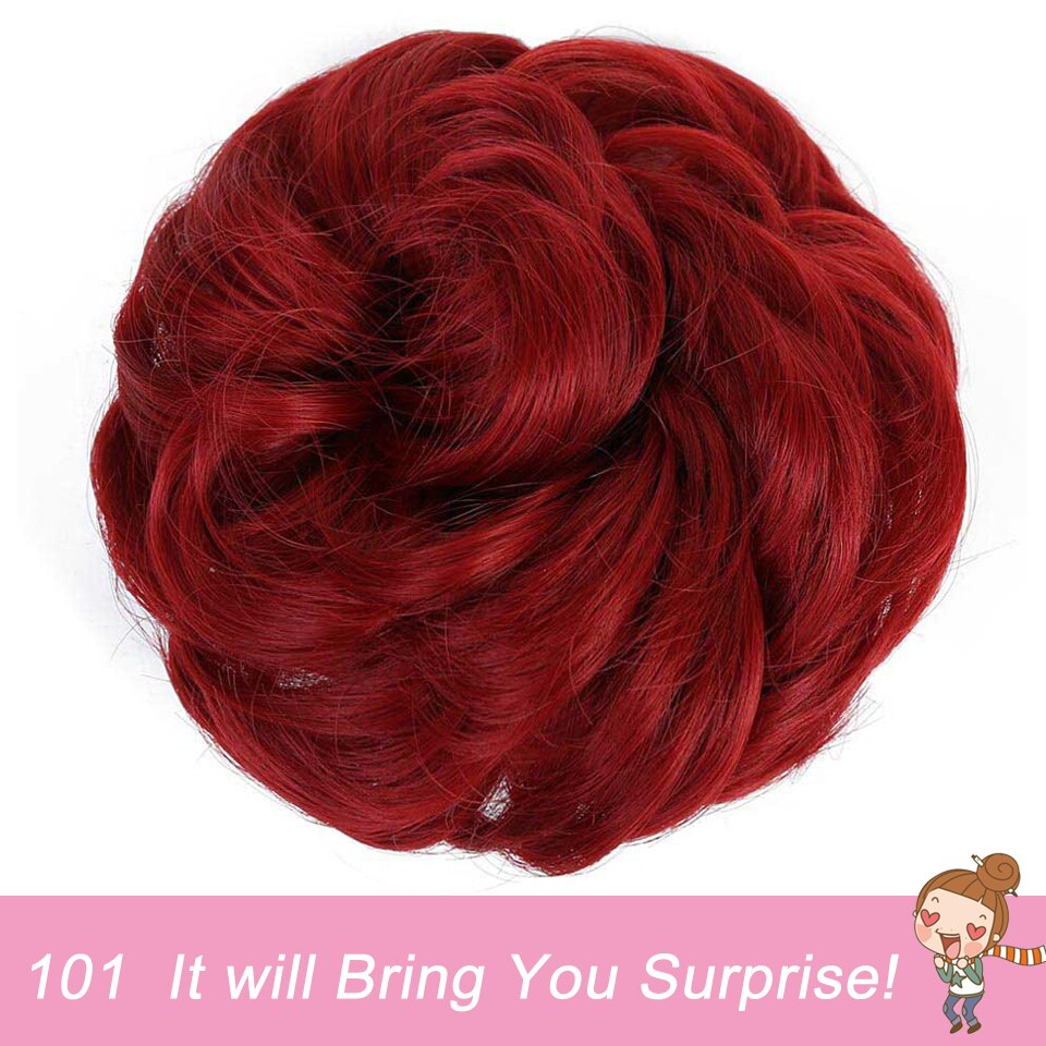 Short Curly Chignon Women's Synthetic Hair Bun Black Brown Hair Extension With Chignon Elactic Rubber Band Combs in Hairpiece: F6-40