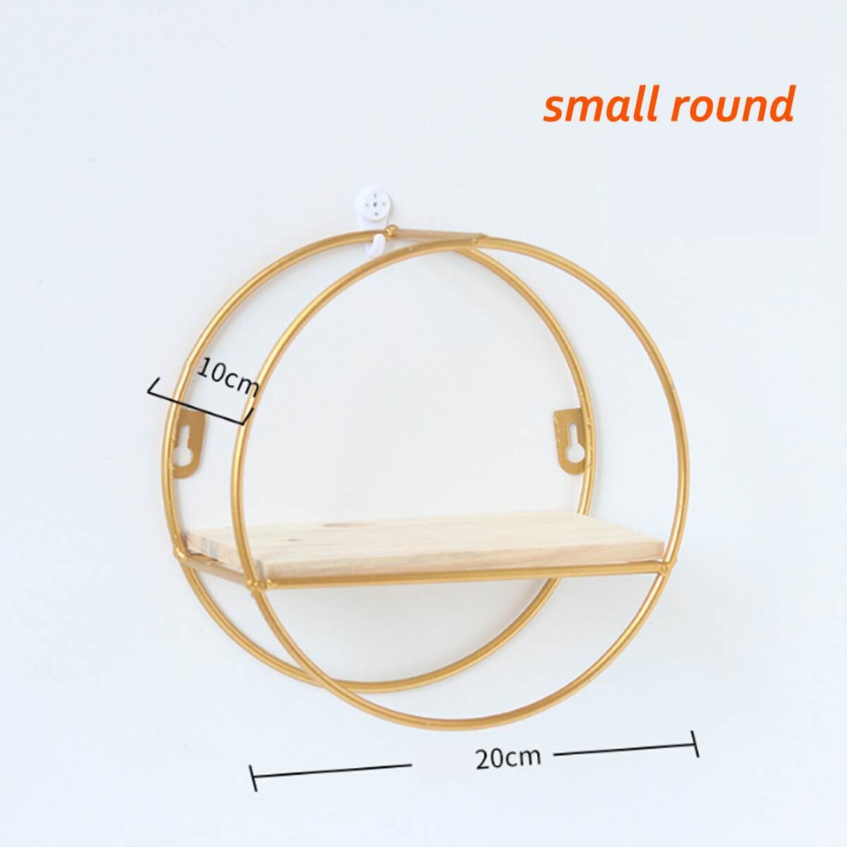 Estante decorativo de Metal de estilo nórdico estante de almacenamiento redondo estantes de decoración de pared del hogar maceta con adornos soporte estante: Small Round