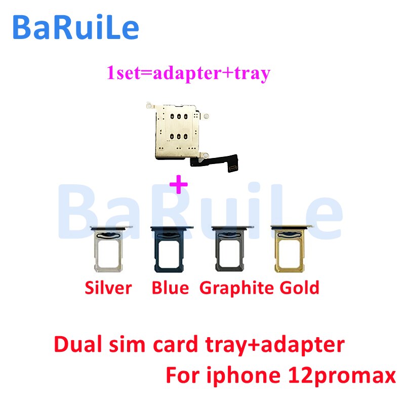 Baruile 5Sets Voor Iphone 12 12pro Max 13 Dual Sim Kaartlezer Adapter + Dual Sim Lade Houder Voor iphone 11 11P Vervangende Onderdelen