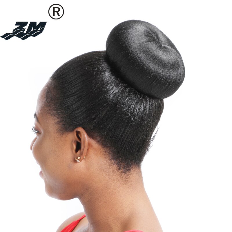 Zm accesorios para moño de pelo negro Donut sintético Chingon postizos de rodillo fibra de alta temperatura para la cabeza de las mujeres