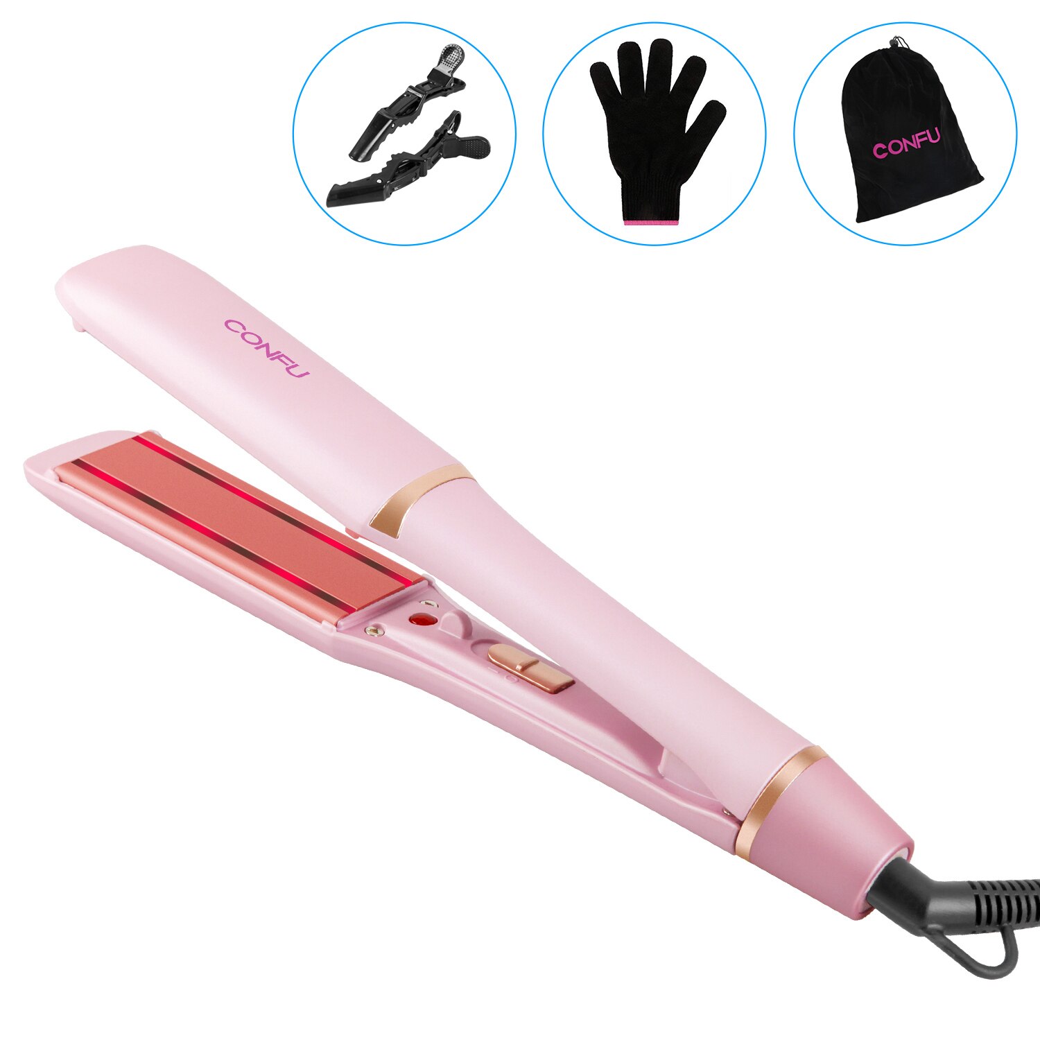 Alisador de pelo 2 en 1, rizador infrarrojo, control de temperatura plana, rizador de pelo, herramienta de cuidado de estilismo