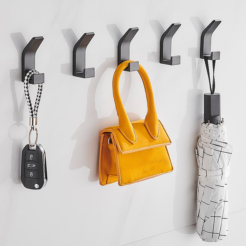 Bathroom Towel Rack Aluminum Robe Coat Hook Row Hooks Keys Bags Holder Sundries Hanger Bathroom Accessories