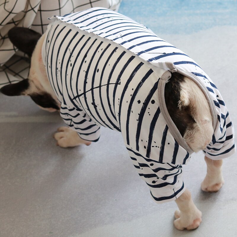Kjæledyrhund jumpsuit tynn stor bryst bomulls elastisk kjeledress til fest hunder pyjamas fransk bulldog mopper genser valpeklær