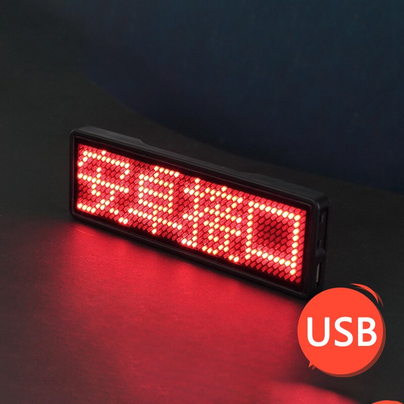 Led Badge Clip Insignia Rechargeable Bluetooth Digital Diy Scrolling Message Board Mini Display Led Name Peugeot Badge Sign Tag: USB Red