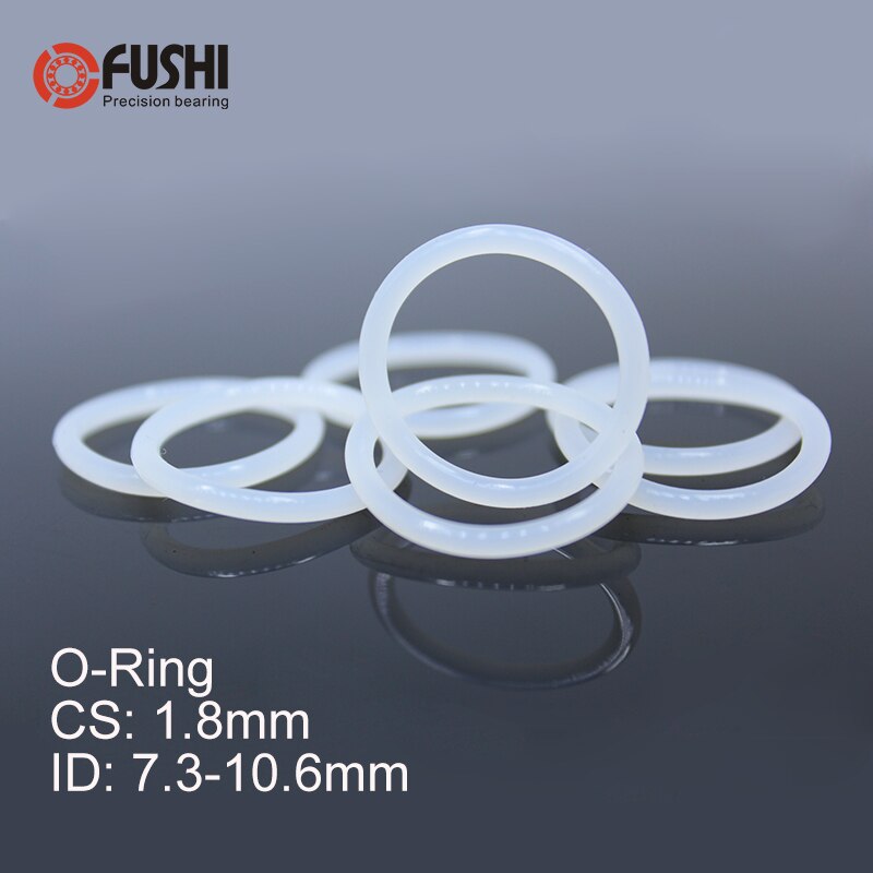 Cs1.8mm siliconen o-ring  id 7.3/7.6/8/8.5/8.75/9/9.25*1.8 mm 100 stuks o-ring vmq pakking afdichting dikte 1.8mm o-ring wit rood rubber