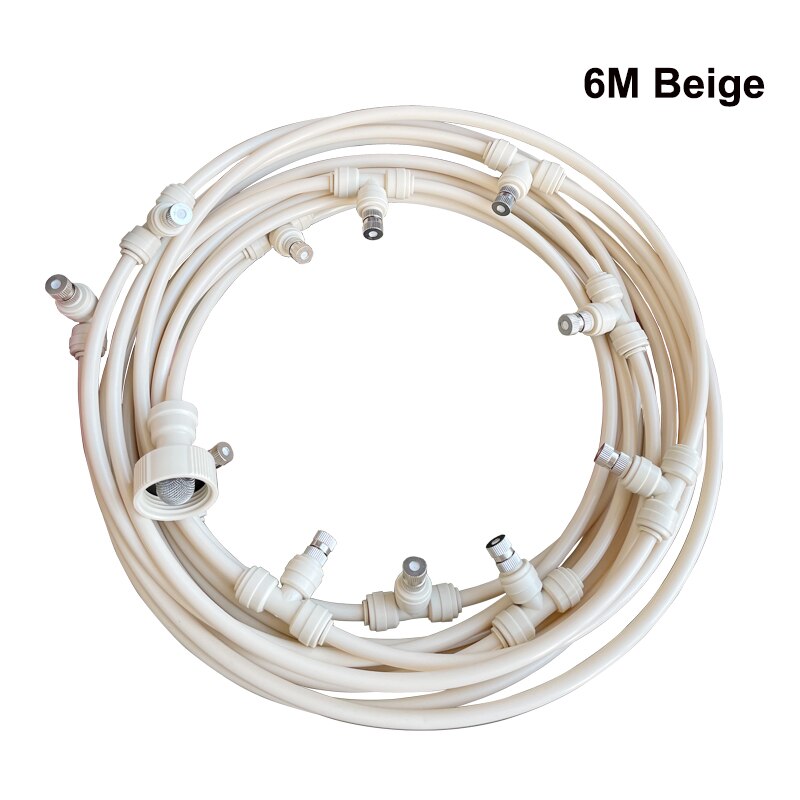 Sistema de enfriamiento por nebulización de Patio, Kits de riego de jardín, pulverizador de 6m-18m, presión de grifo de agua de 4-5bar: 6M Beige
