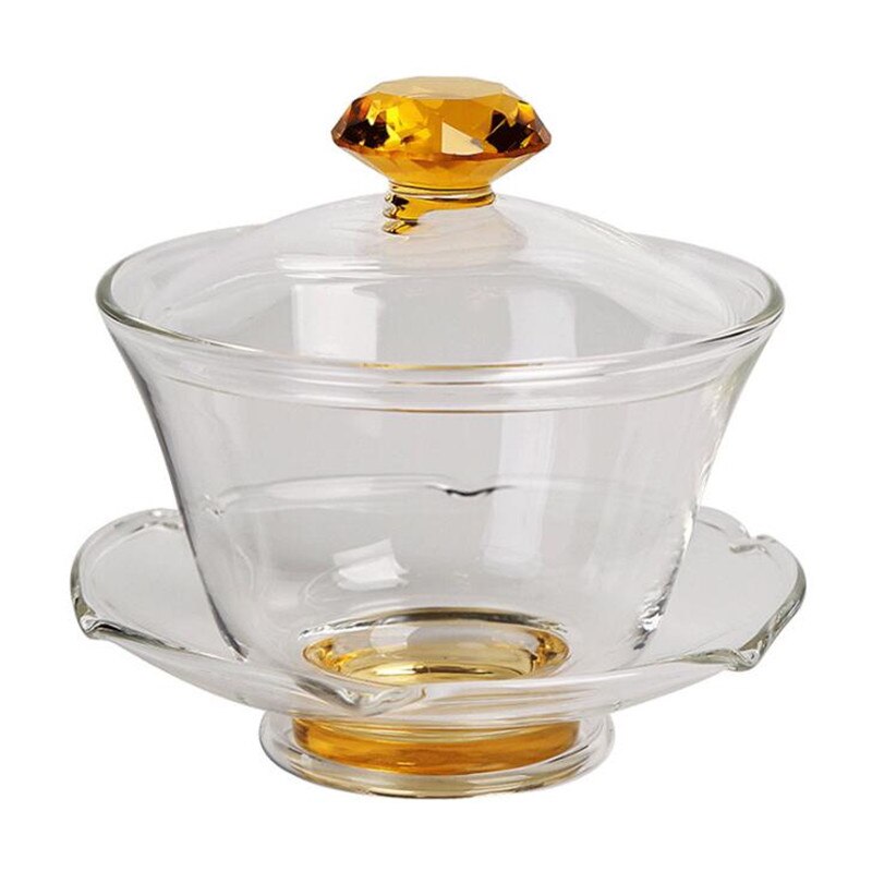 Taza de té de viaje de zafiro chino, vaso de vidrio transparente, resistente al calor tradicional, Gaiwan Guan Yin Kung Fu, 200ml