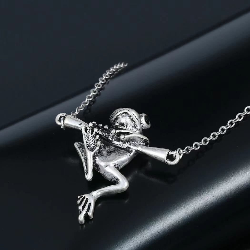 retro Nette Frosch Anhänger Halskette Für Frauen Mädchen retro Punk Hüfte hüpfen Stil Antike Silber Ebene Anhänger Halskette Schmuck