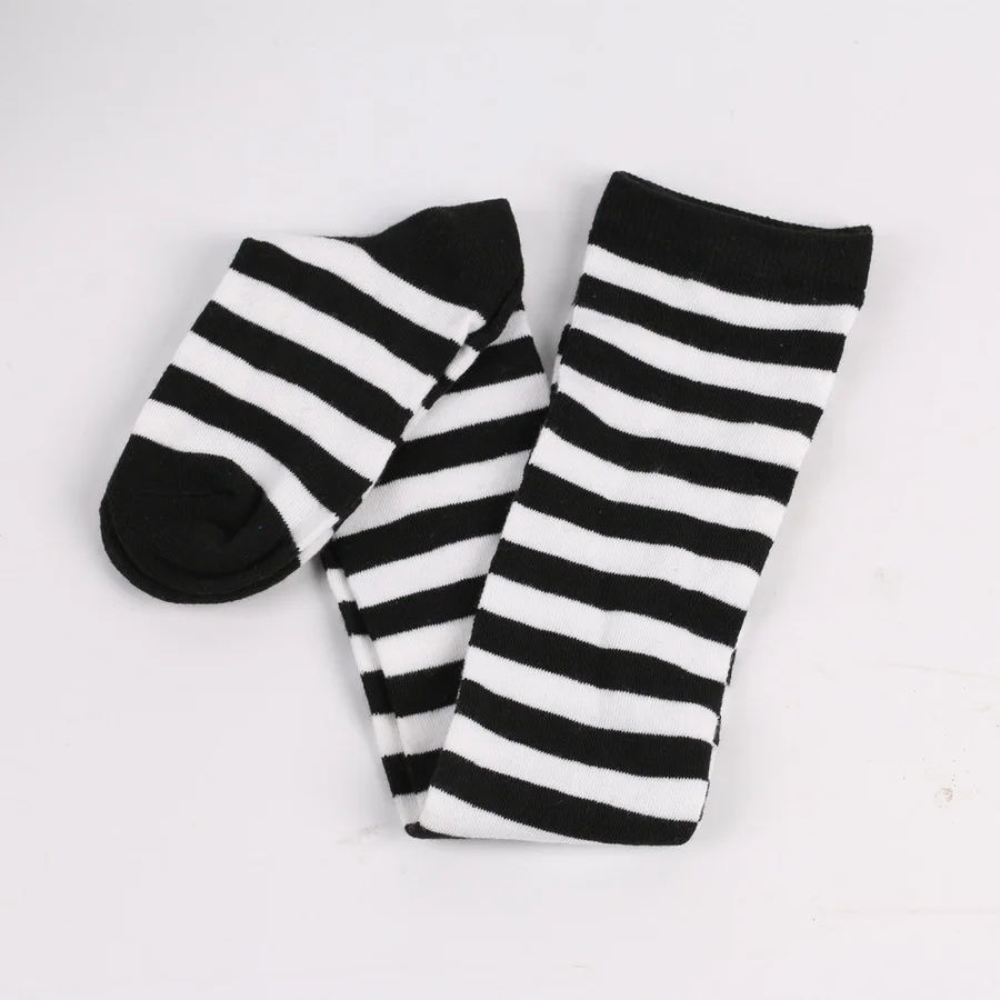 Medias altas hasta el muslo a rayas para mujer, calcetines largos por encima de la rodilla en negro, blanco y rosa, Cosplay de Lolita Harajuku Y2k 2025