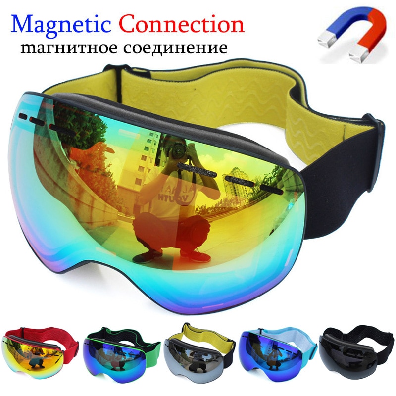 100% UV400 Bescherming Magnetische Ski Bril Lens Anti-Fog Snowboard Goggles Voor Mannen &amp; Vrouwen Skiën Bril