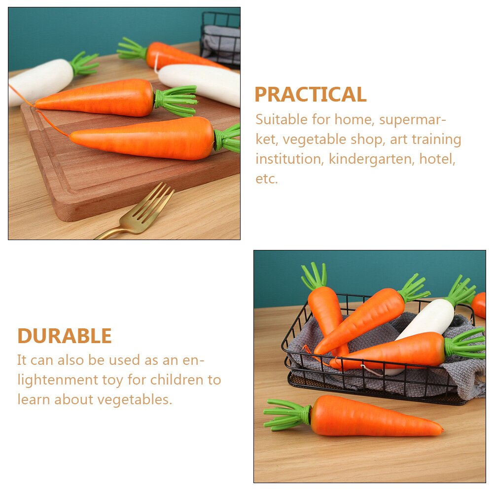 6Pcs Decorative Carrot Decors Multi-function Carrot Ornaments Adorable Imitation Carrots