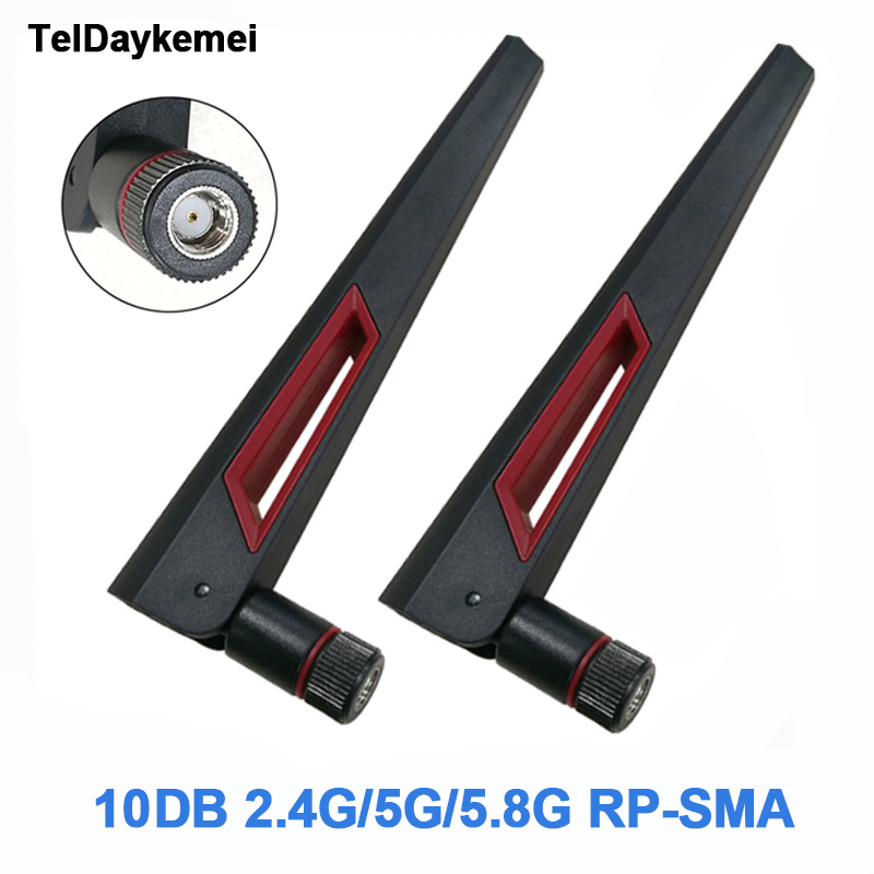Antena macho 10dbi wifi rp sma, antena universal de 2.4ghz 5ghz para amplificador de sinal de roteador wlan